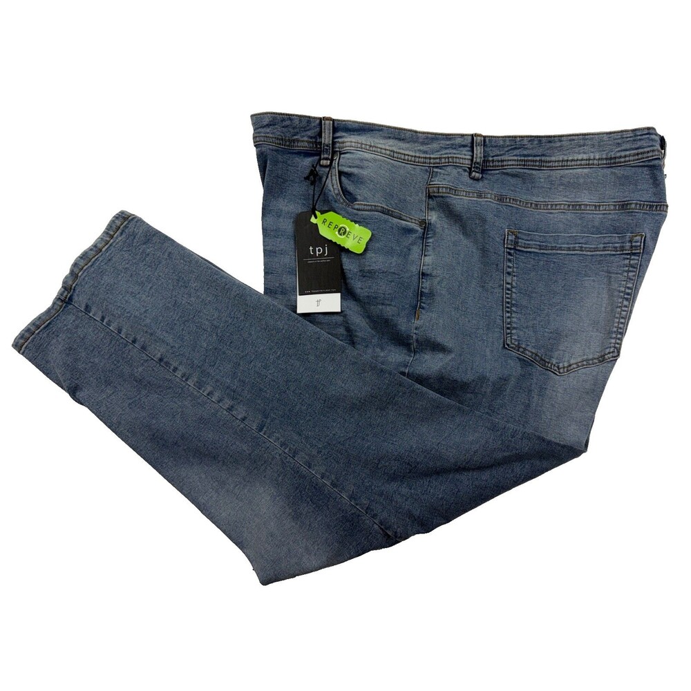 $120 NEW tpj Mens 48x30 Denim Blue Wash Thick Thicc Jeans/Pants